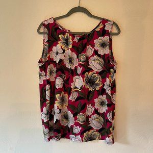 Ann Taylor Factory Floral Tank Blouse w/ Tie in Back